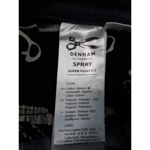 30 DENHAM Mid Rise Spray Super Tight Fit Skinny Gray - Picture 7 of 8